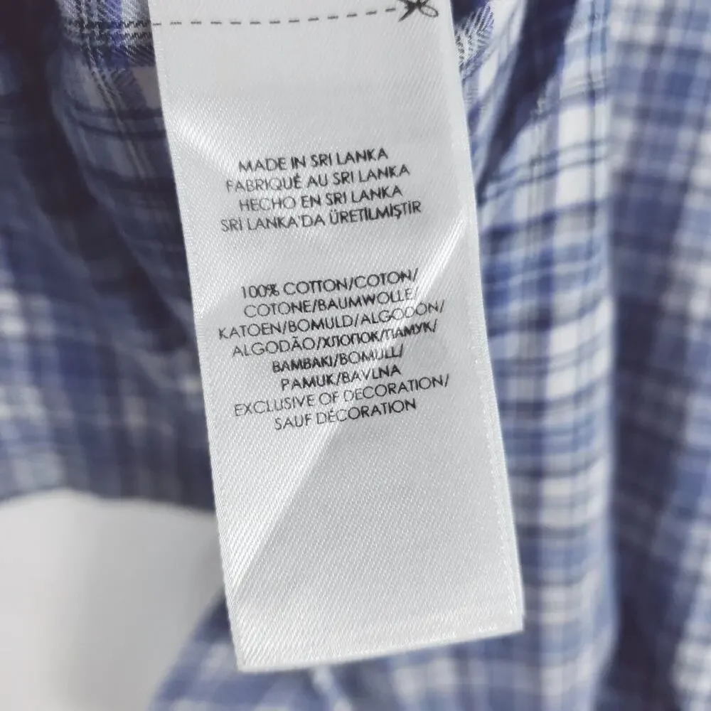 Polo Ralph Lauren Shirt Men XL Blue White Plaid Classic Fit Long Sleeve